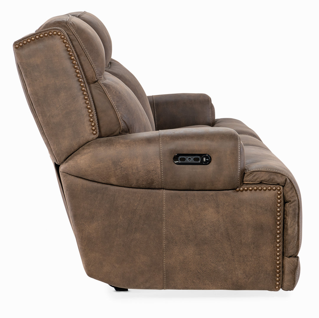 American Home Furniture Hooker Furniture Wheeler Sofa with Power Recline & Power Headrest