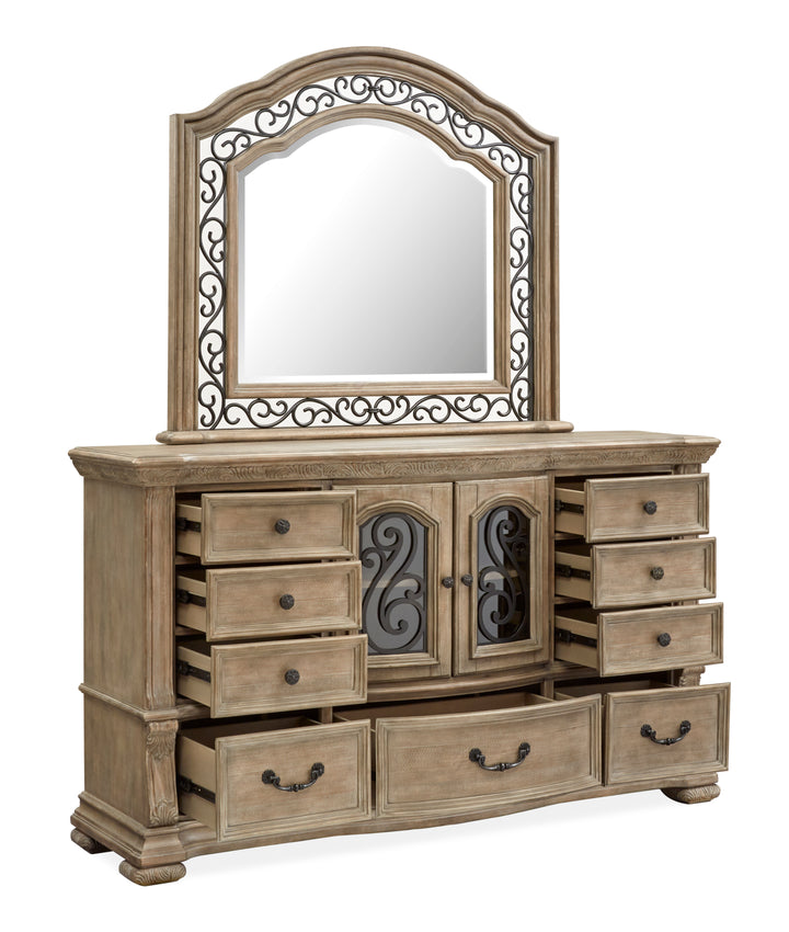 Marisol Fawn Drawer Dresser With Shaped Mirror - B5132-2045