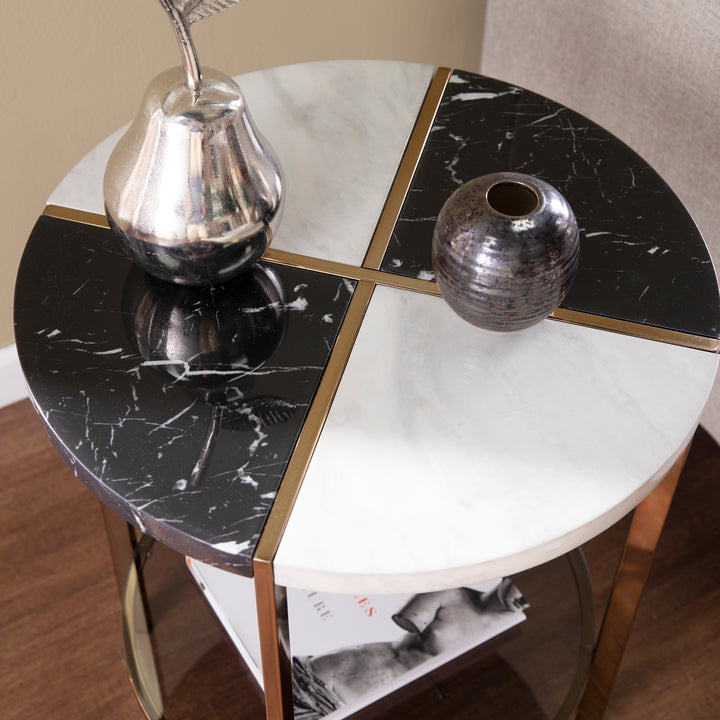 American Home Furniture | SEI Furniture - Cortinada Round Faux Marble End Table