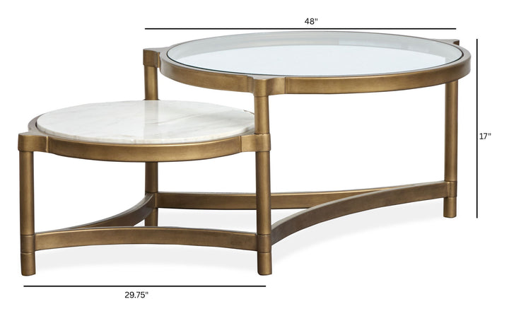Cassidy Aged Brass And Volakas Classic Shaped Cocktail Table - T6357-62