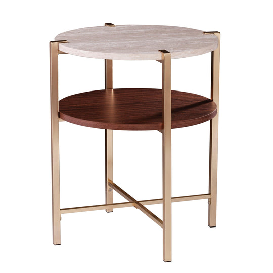 SEI Furniture Ardmillan Round End Table w/ Faux Marble Top ACCENT TABLES