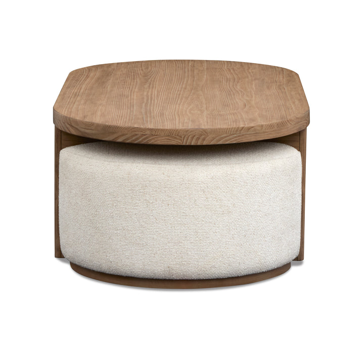 Hayden Golden Oat Lift Top Storage Cocktail Table With Casters & 2 Uph.Stools - T6348-50