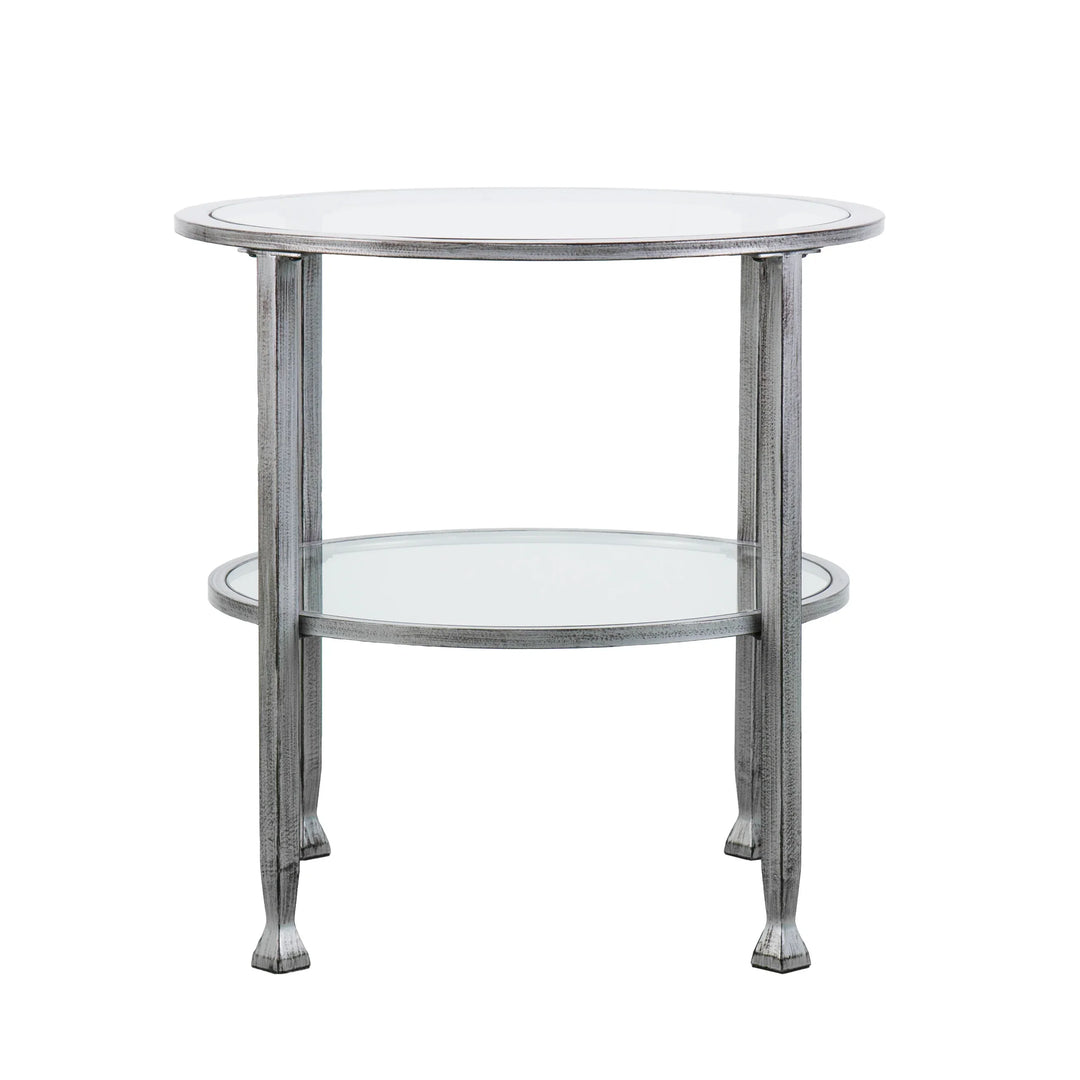 Jaymes Metal/Glass Round End Table - Silver - AmericanHomeFurniture
