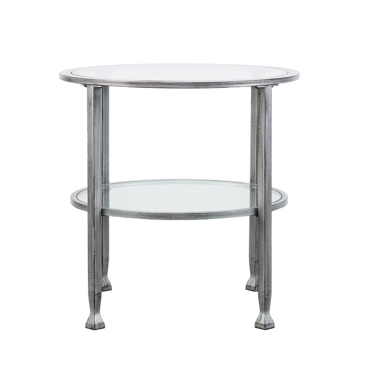Jaymes Metal/Glass Round End Table - Silver - AmericanHomeFurniture