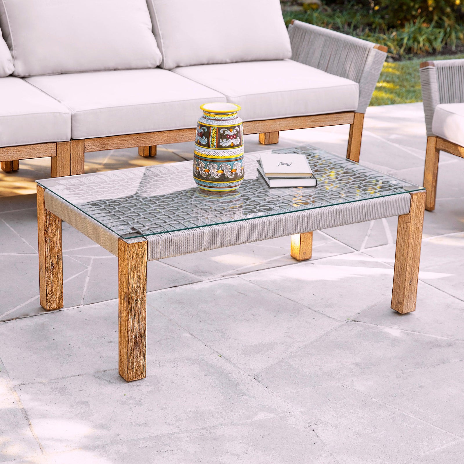 SEI Furniture Brendina Outdoor Glass-Top Cocktail Table COFFEE TABLES