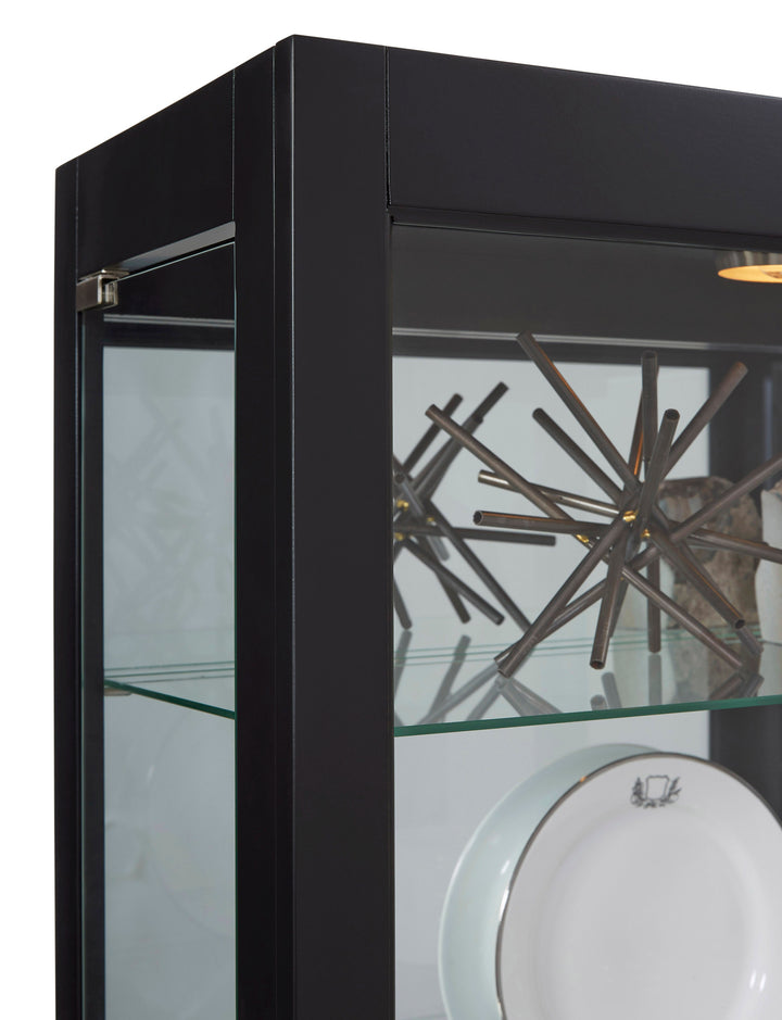 Curios Onyx Black Lighted Gallery Style 5 Shelf Curio Cabinet - 21218