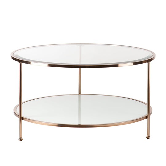 SEI Furniture Risa Round Coffee Table w/ Storage - Gold COFFEE TABLES