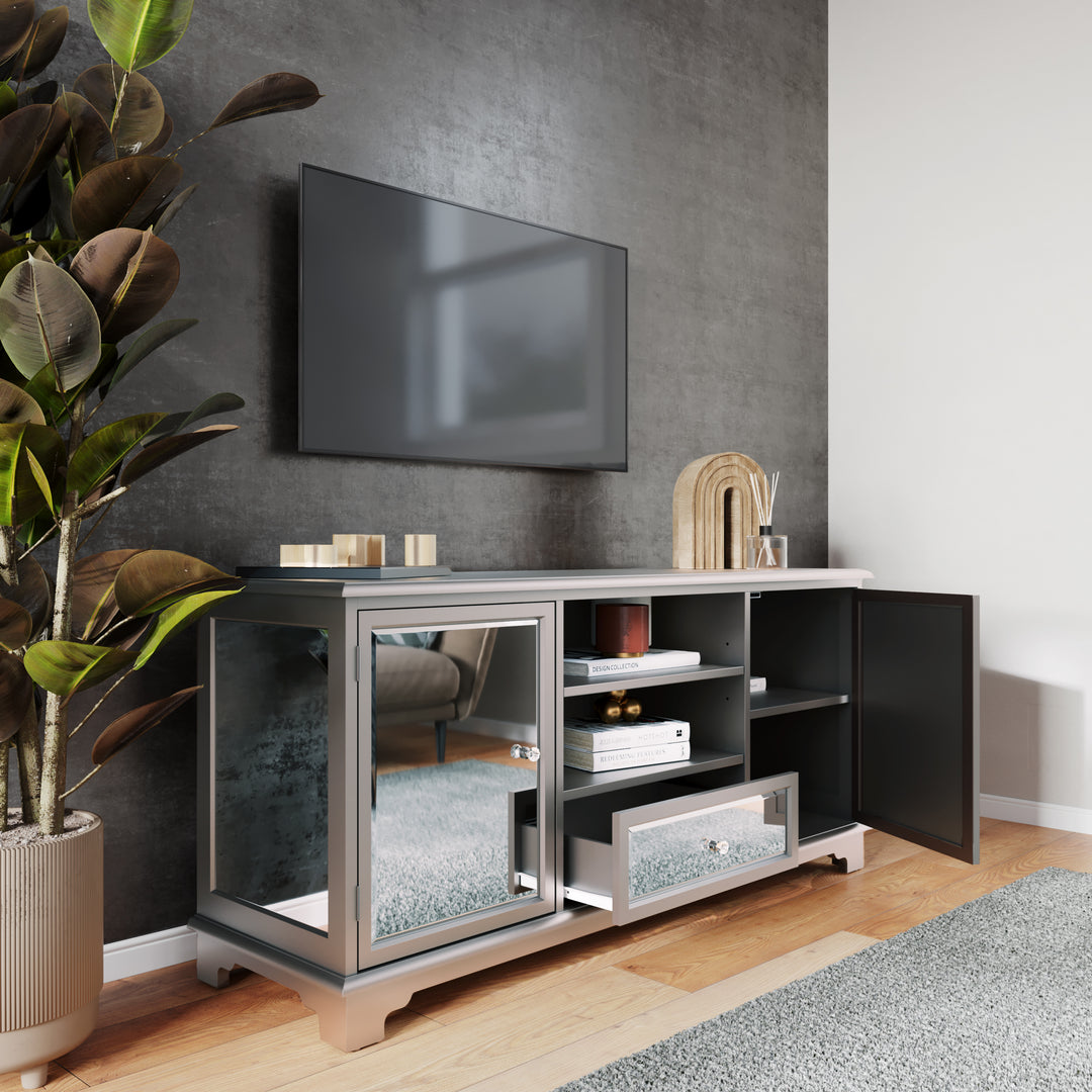 American Home Furniture | SEI Furniture - Mirage Mirrored TV Stand