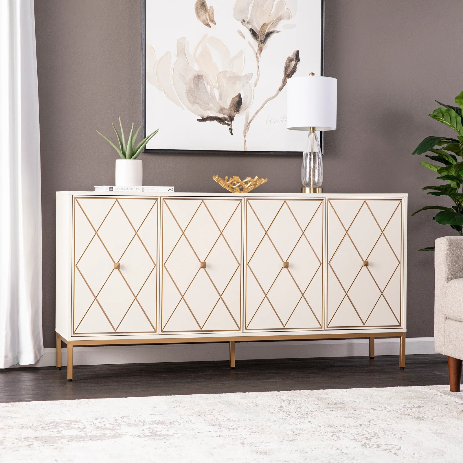 SEI Furniture Marradi Sideboard Cabinet w/ Storage - Cream SIDEBOARDS + CREDENZAS