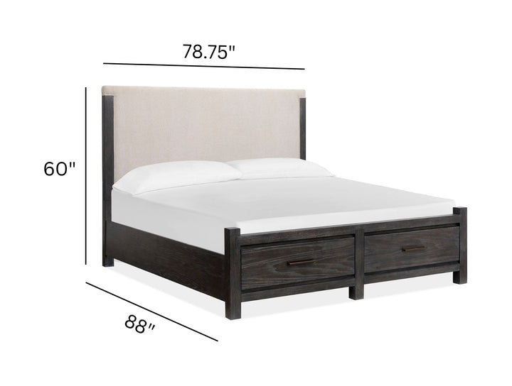 Plum Creek Ravenwood Black King Upholstered Panel Storage Bed - B5990-65A