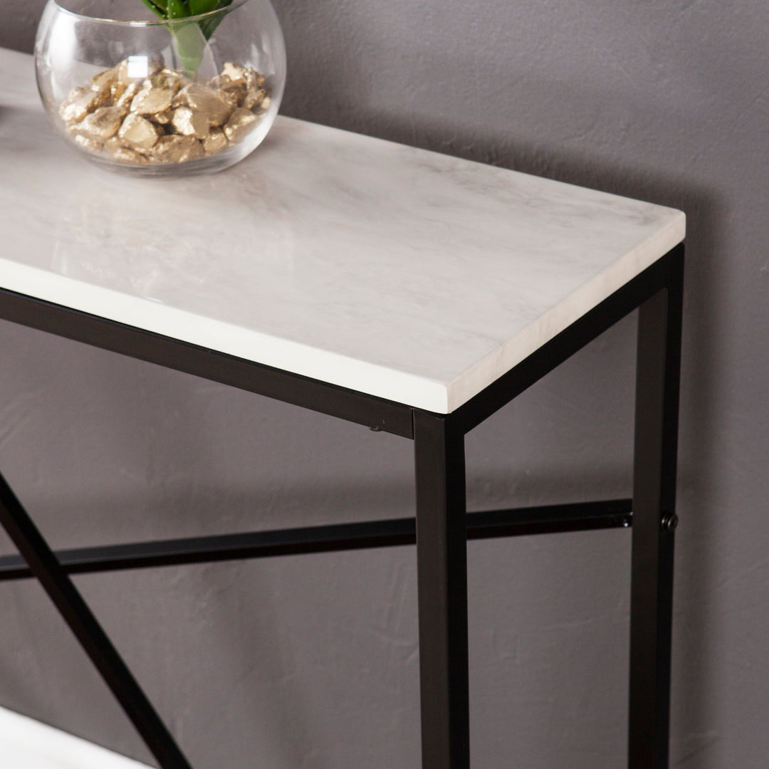 American Home Furniture | SEI Furniture - Arendal Faux Marble Console Table - Black