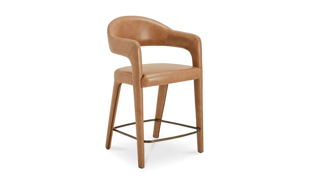 Martens Counter Stool Brown Leather - AmericanHomeFurniture