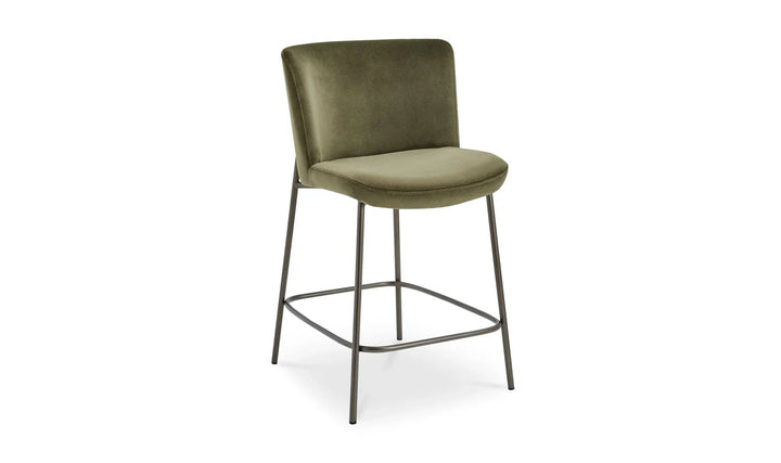 Early Counter Stool Faux Green Mohair - Set of 2