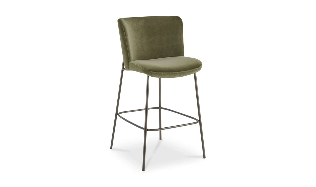 Early Bar Stool Faux Green Mohair - Set of 2