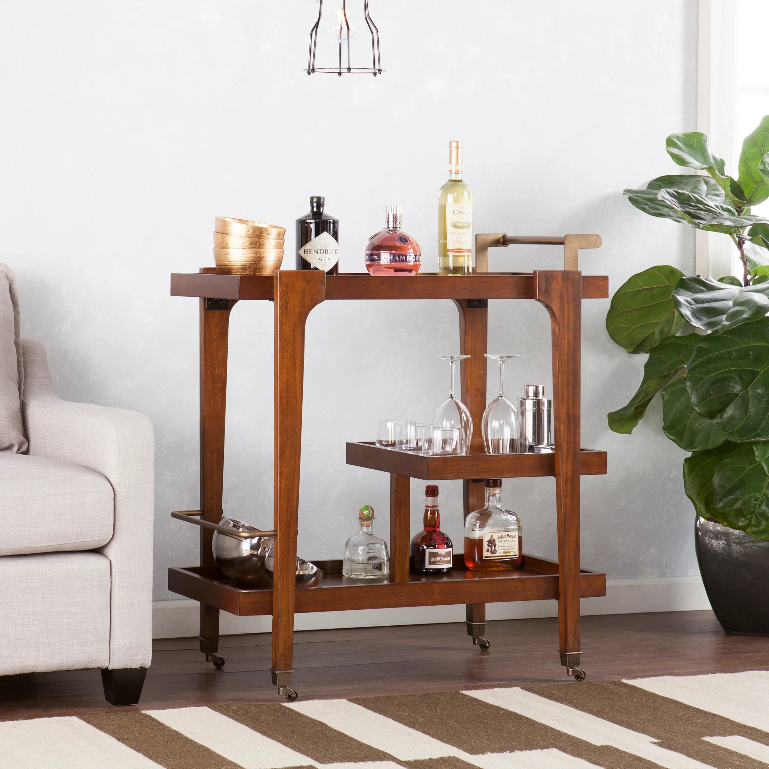 Zhori Midcentury Modern Bar Cart - Thumbnail 4