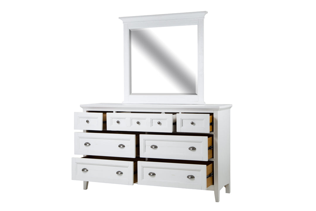 Heron Cove Chalk White And Dovetail Grey Drawer Dresser With Landscape Mirror - B4400-2040