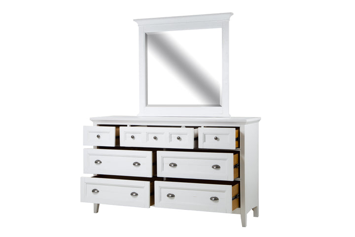 Heron Cove Chalk White And Dovetail Grey Drawer Dresser With Landscape Mirror - B4400-2040