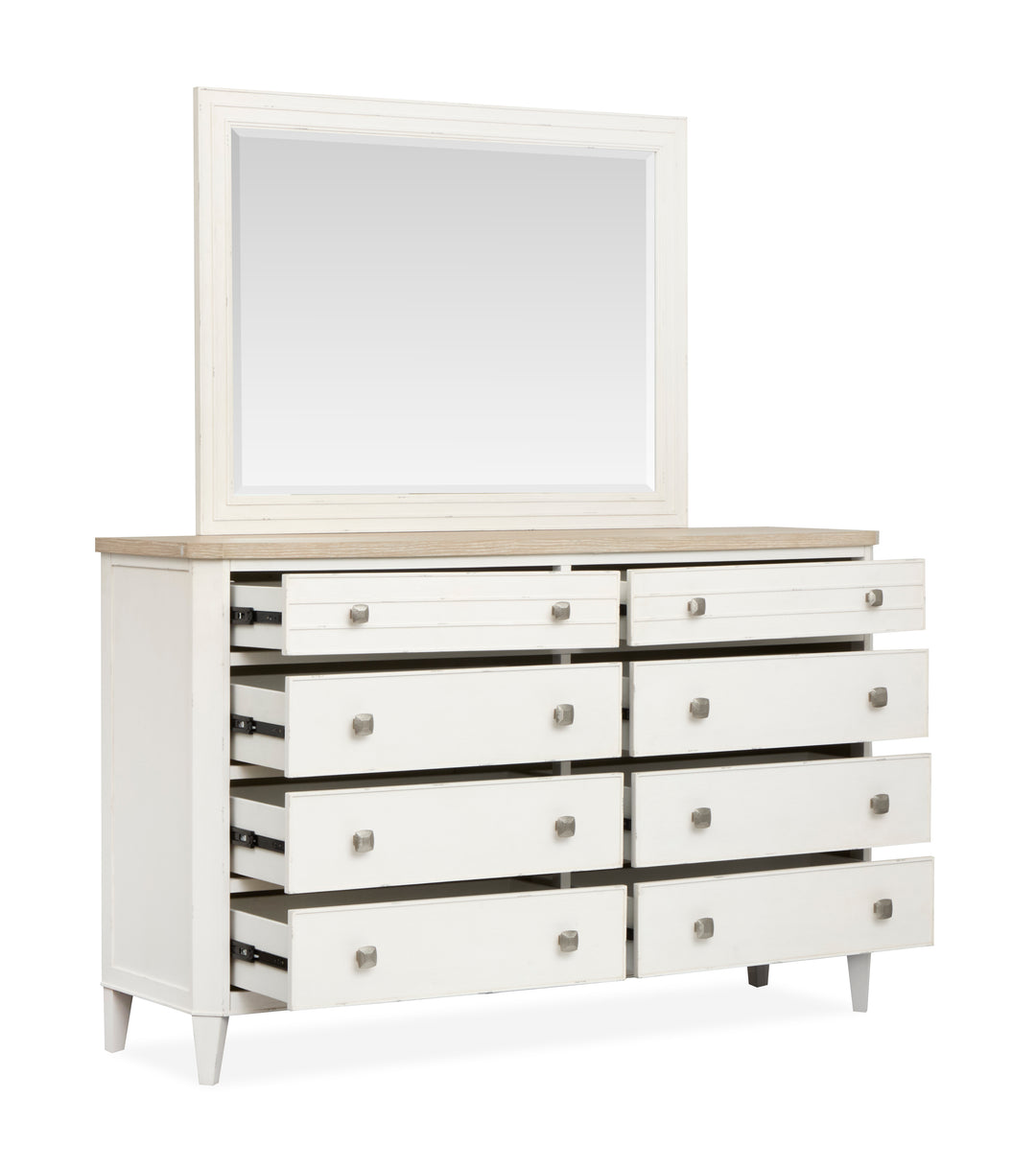 Echo Isles Sea Pearl And Driftwood Double Drawer Dresser With Landscape Mirror - B6310-2240