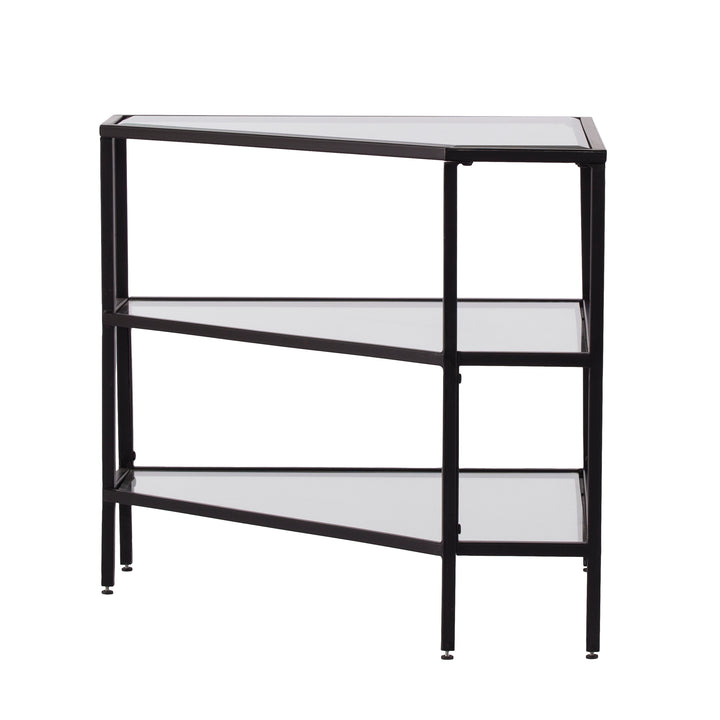 American Home Furniture | SEI Furniture - Niles Metal/Glass Corner TV Stand - Black