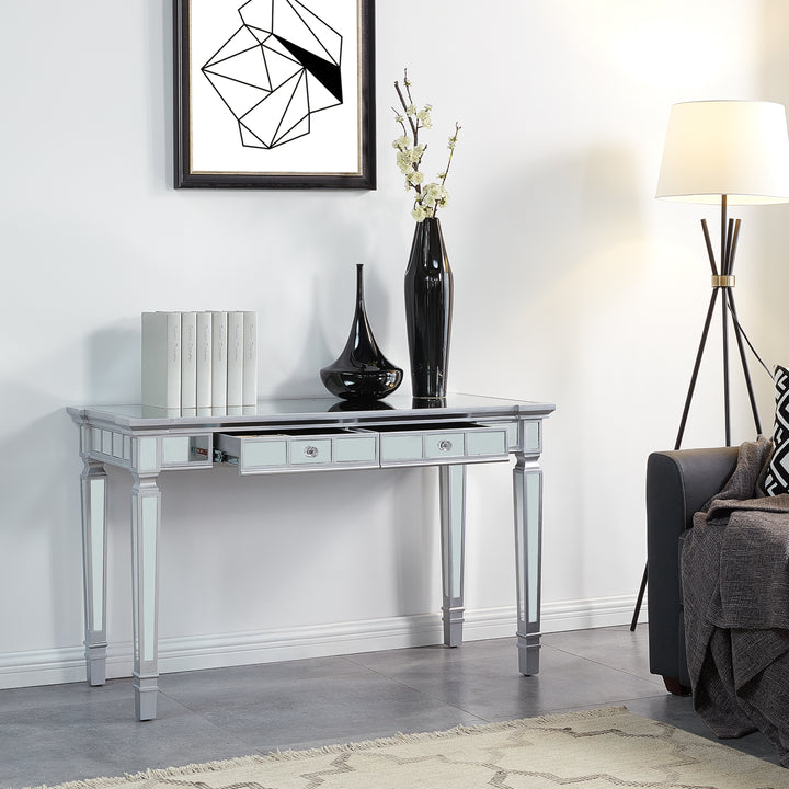 American Home Furniture | SEI Furniture - Glenview Glam Mirrored Writing Desk w/ Drawers