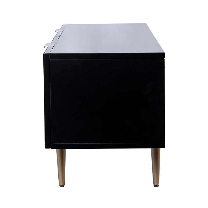 Pilston 4-Door Media Console - Black - AmericanHomeFurniture