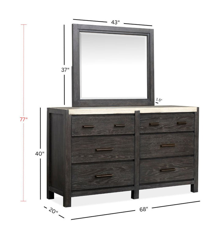 Plum Creek Ravenwood Black Drawer Dresser With Landscape Mirror - B5990-2040