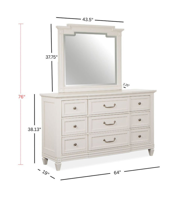 Willowbrook Egg Shell White Drawer Dresser With Landscape Mirror - B5324-2040