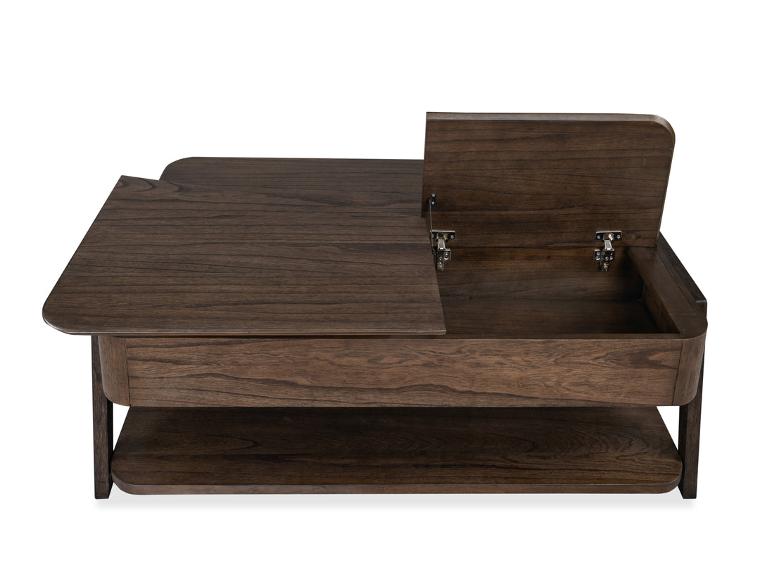 Hallie Milk Chocolate And Dark Chocolate Lift Top Storage Cocktail Table With Casters - T6355-50