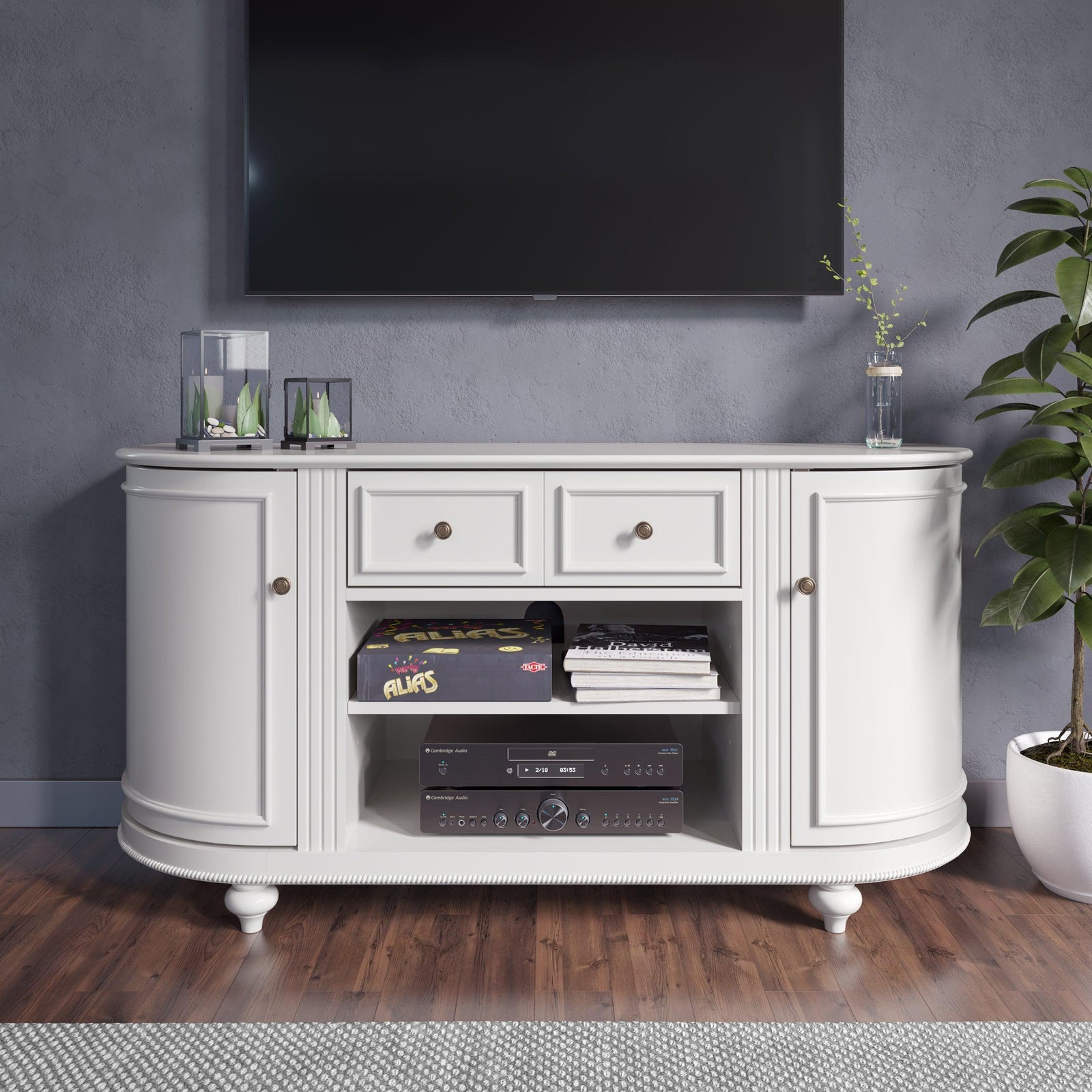 SEI Furniture Dandridge White TV Stand MEDIA + TV STANDS