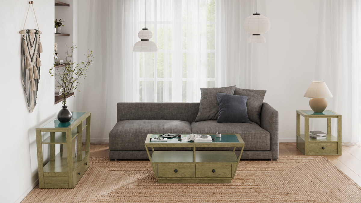 Elora Walnut And Tarnished Silver And Clear Glass Round Accent Table - T5639-35