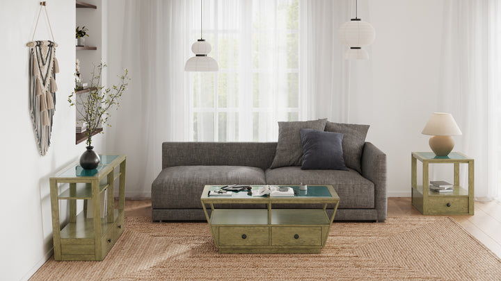 Elora Walnut And Tarnished Silver And Clear Glass Round Accent Table - T5639-35