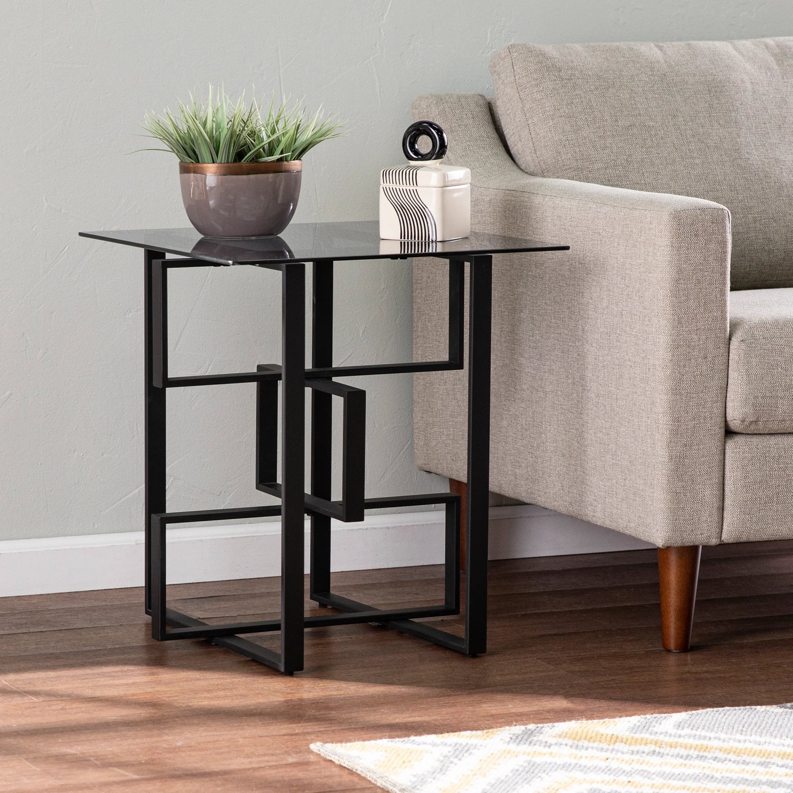 SEI Furniture Clanlin Glass-Top Accent Table ACCENT TABLES