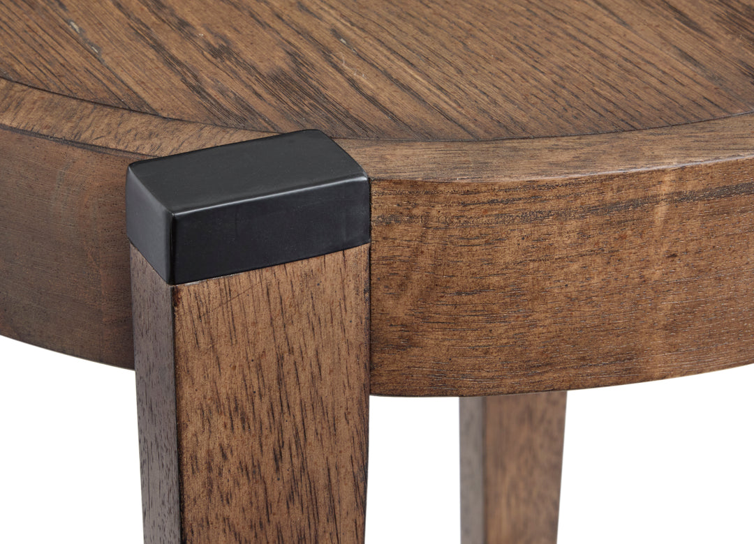 Kaysen Wallaby And Matte Black Round End Table - T5817-05