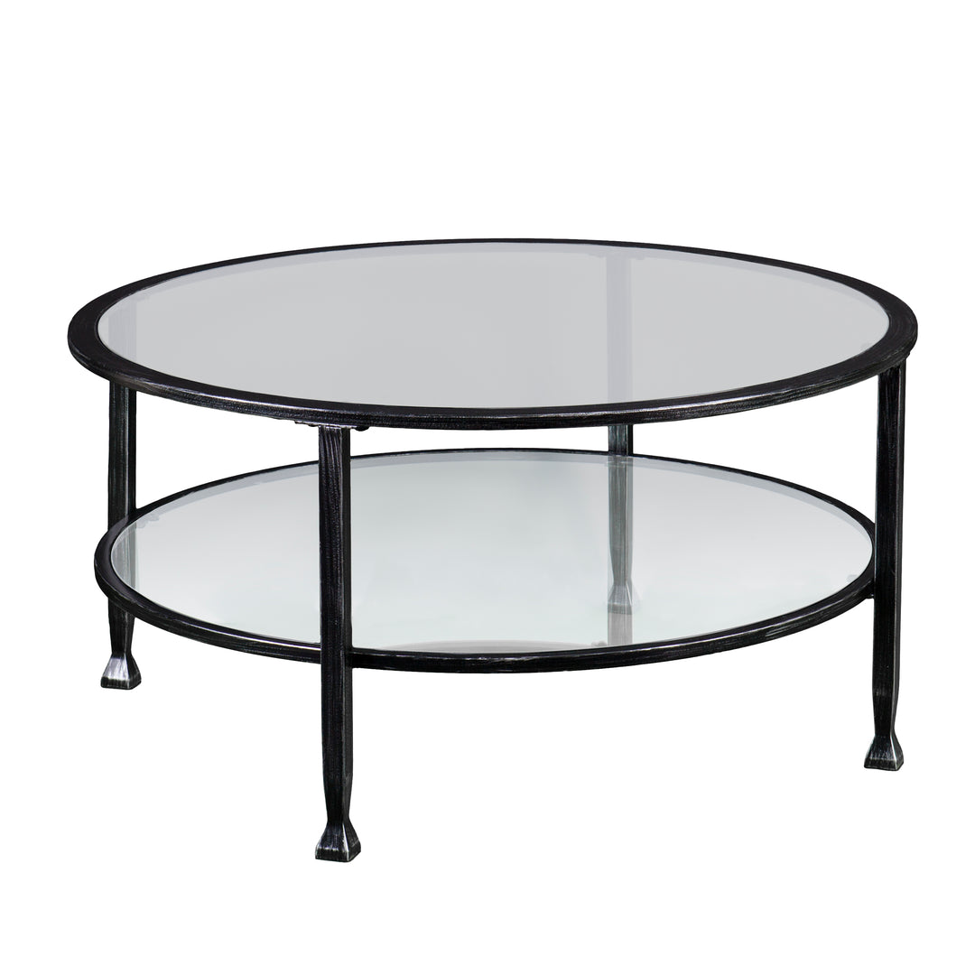American Home Furniture | SEI Furniture - Jaymes Metal/Glass Round Cocktail Table - Black