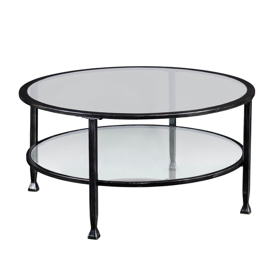 SEI Furniture Jaymes Metal/Glass Round Cocktail Table - Black COFFEE TABLES