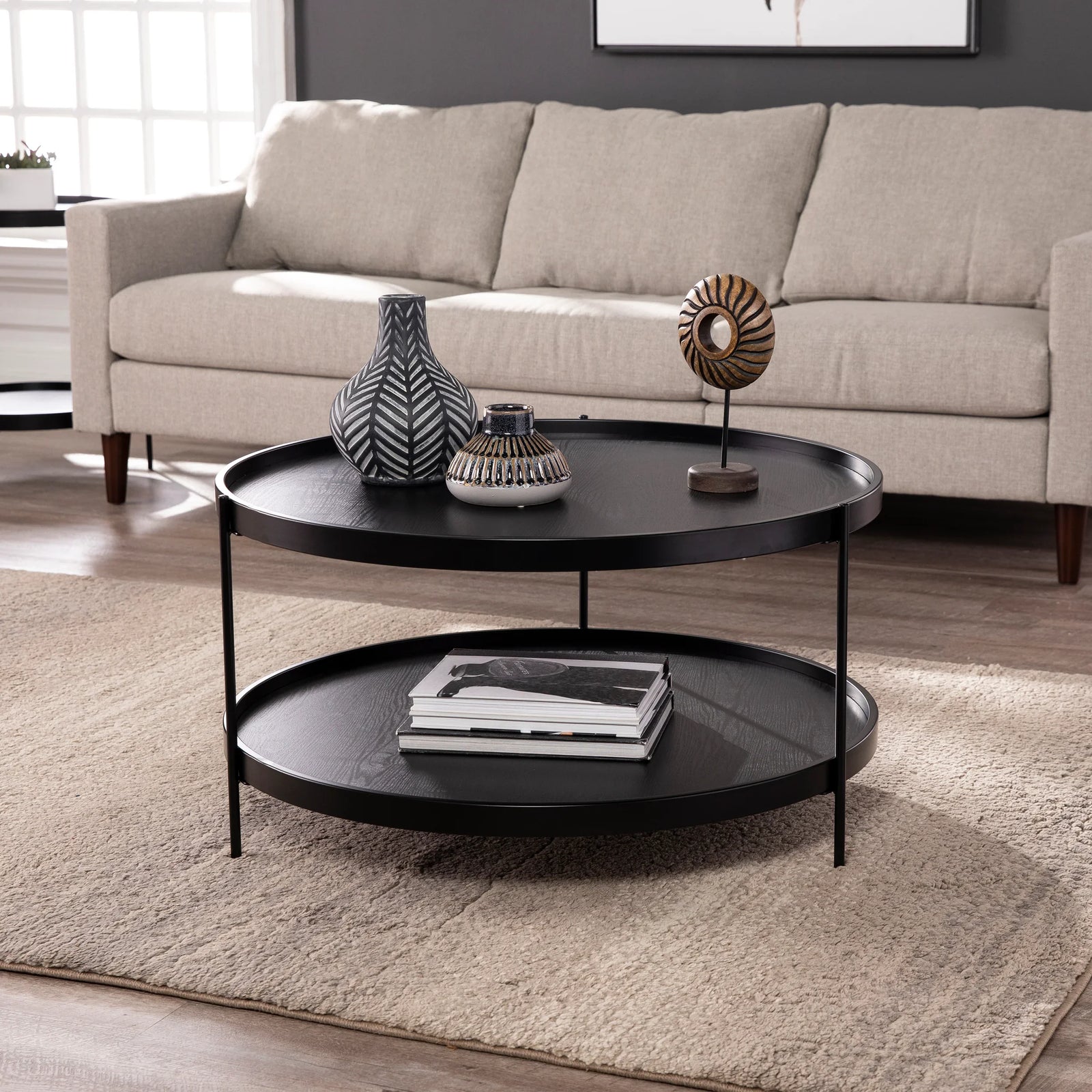 SEI Furniture Verlington Round Farmhouse Style Cocktail Table COFFEE TABLES
