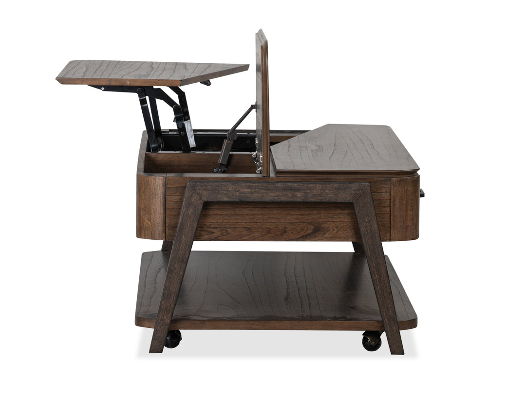 Hallie Milk Chocolate And Dark Chocolate Lift Top Storage Cocktail Table With Casters - T6355-50