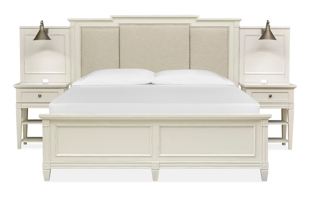 Willowbrook Egg Shell White King Upholstered Wall Panel Bed - B5324-65B