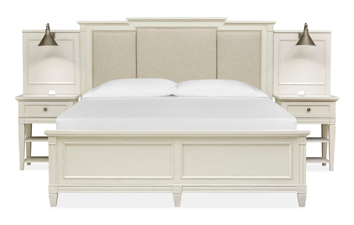 Willowbrook Egg Shell White Queen Upholstered Wall Panel Bed - B5324-55B
