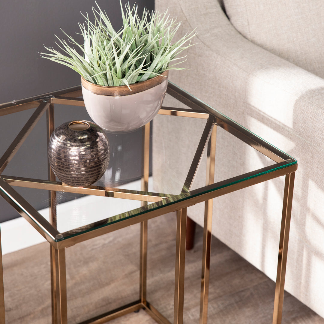 American Home Furniture | SEI Furniture - Nicholance Contemporary End Table w/ Glass Top