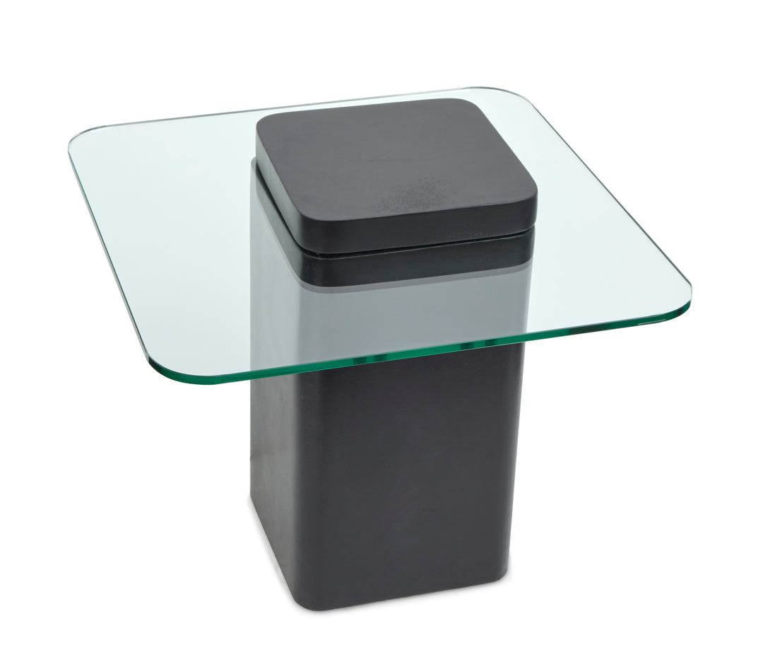 Donora Clear Glass And Obsidian Square End Table - T6388-01