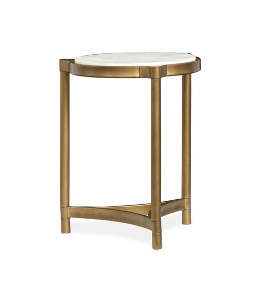 Cassidy Aged Brass And Volakas Classic Round Accent Table - T6357-35