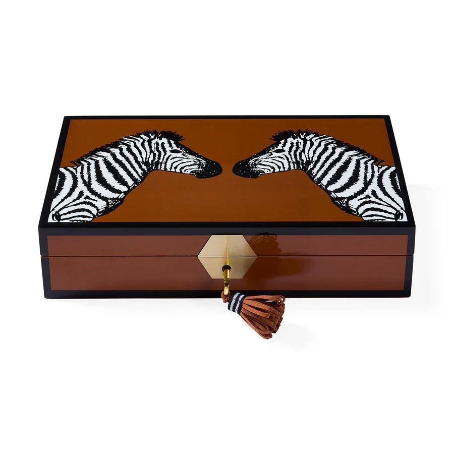 Jonathan Adler Zebra Lacquer Jewelry Box DECORATIVE BASKETS + BOXES