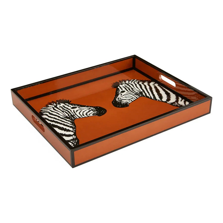 Jonathan Adler Zebra Lacquer Tray DECORATIVE TRAYS, PLATES, + BOWLS