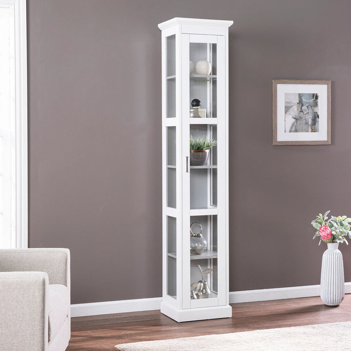 Balterley Tall Curio w/ Glass Door - White - AmericanHomeFurniture