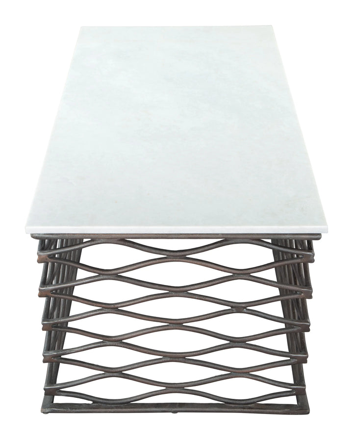 Duchess Coffee Table White & Antique Bronze - AmericanHomeFurniture