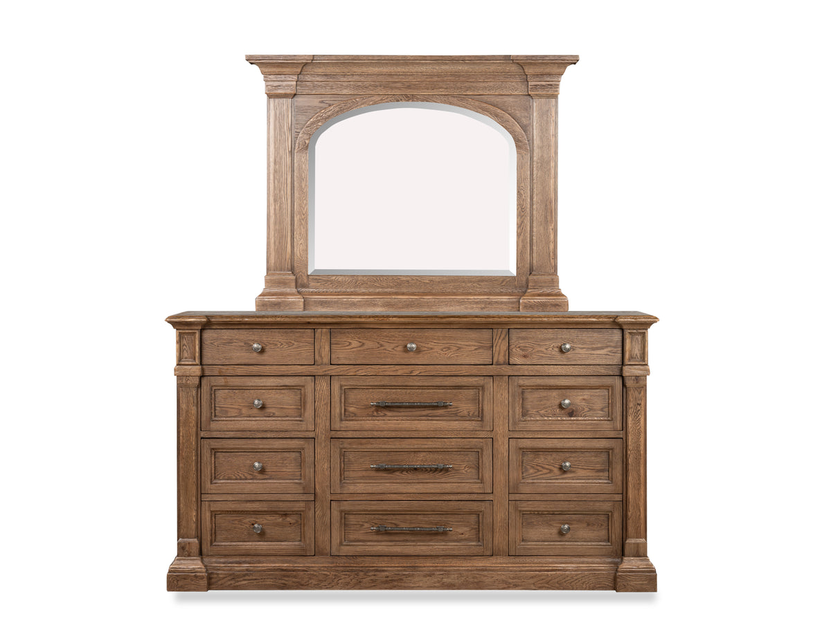 Gallant Grove Brown Drawer Dresser With Shaped Mirror - BP444-100110