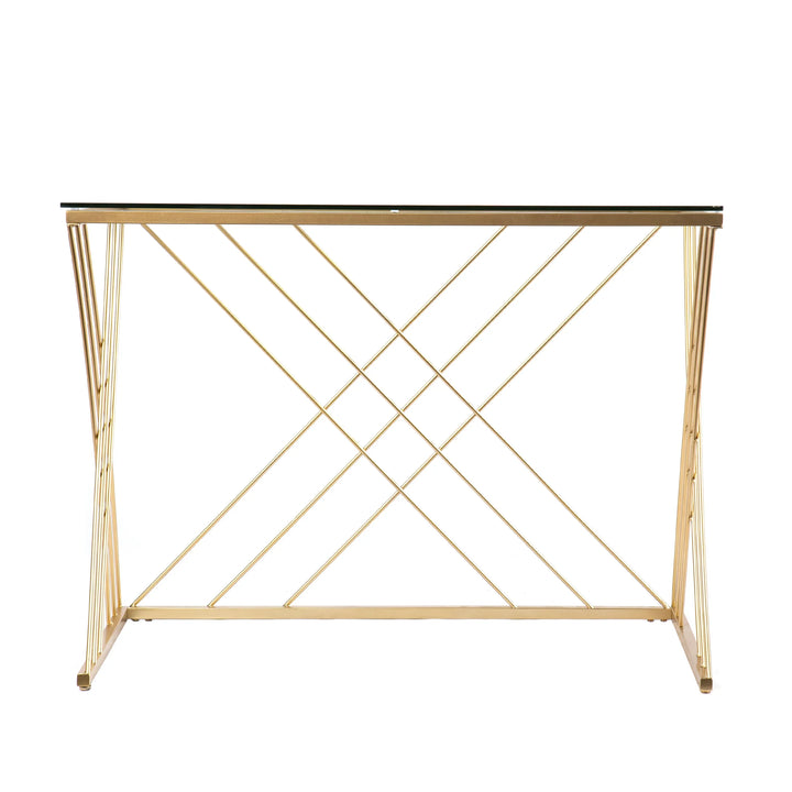 Dezby Modern Glass-Top Desk - AmericanHomeFurniture