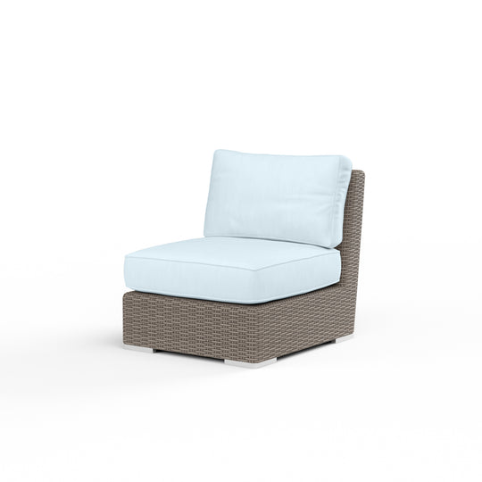 Coronado Armless Club Chair in Canvas Skyline w/ Self Welt