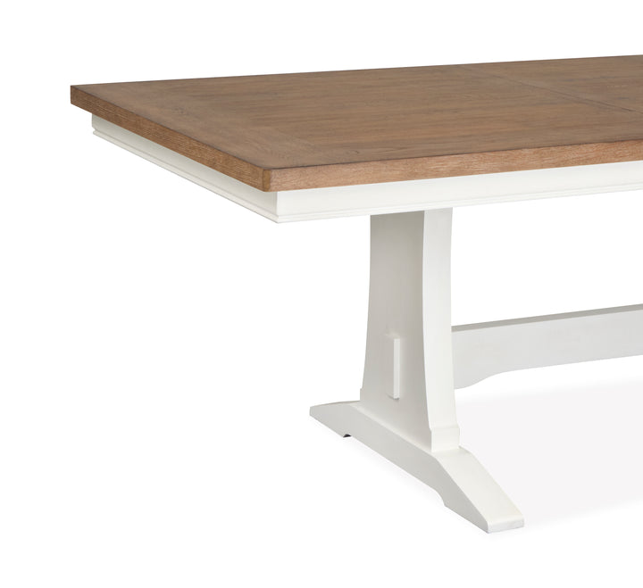 Kingston Whisper White And Cerused Nutmeg Extendable Trestle Dining Table - D6407-21
